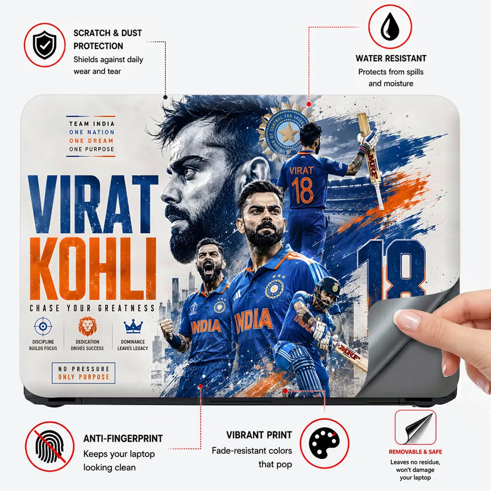Kohli Chase Greatness Team India Laptop Skin - View 4