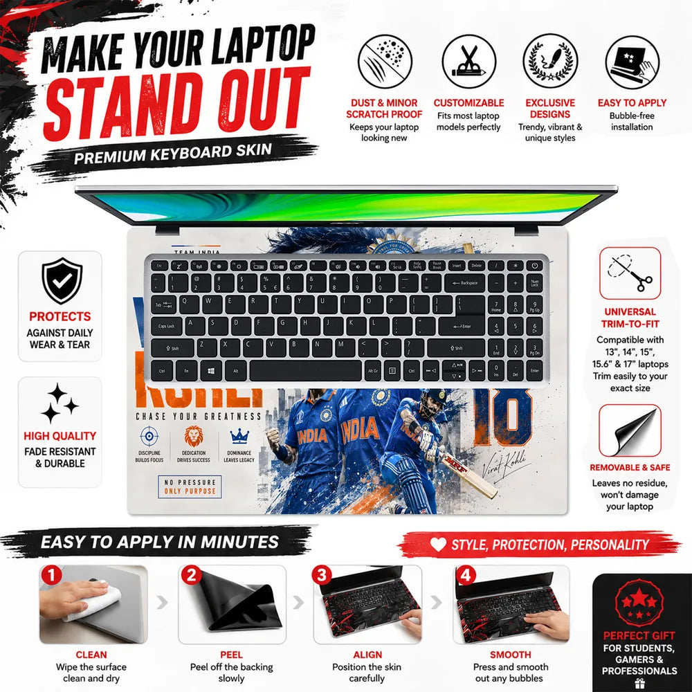 Kohli Chase Greatness Team India Laptop Skin - View 5