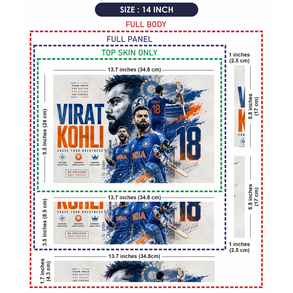 Kohli Chase Greatness Team India Laptop Skin - View 7