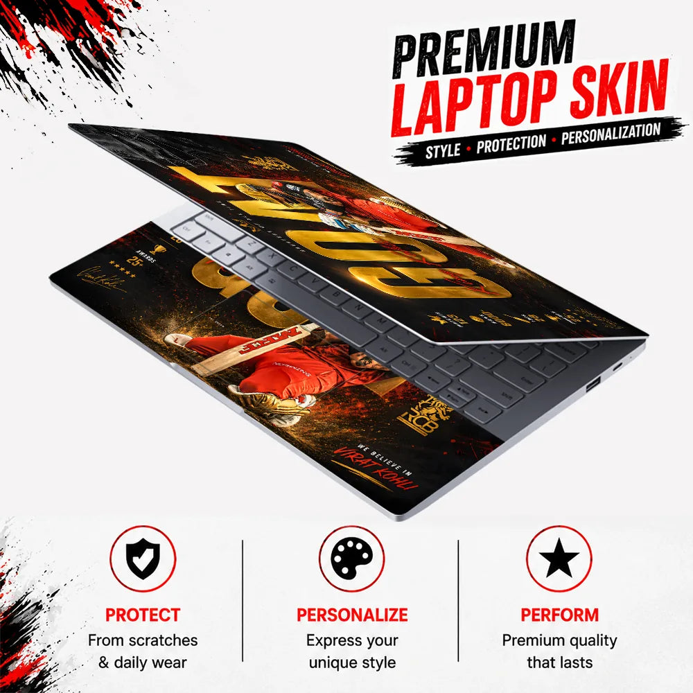 Kohli GOAT Gold RCB Laptop Skin - View 3