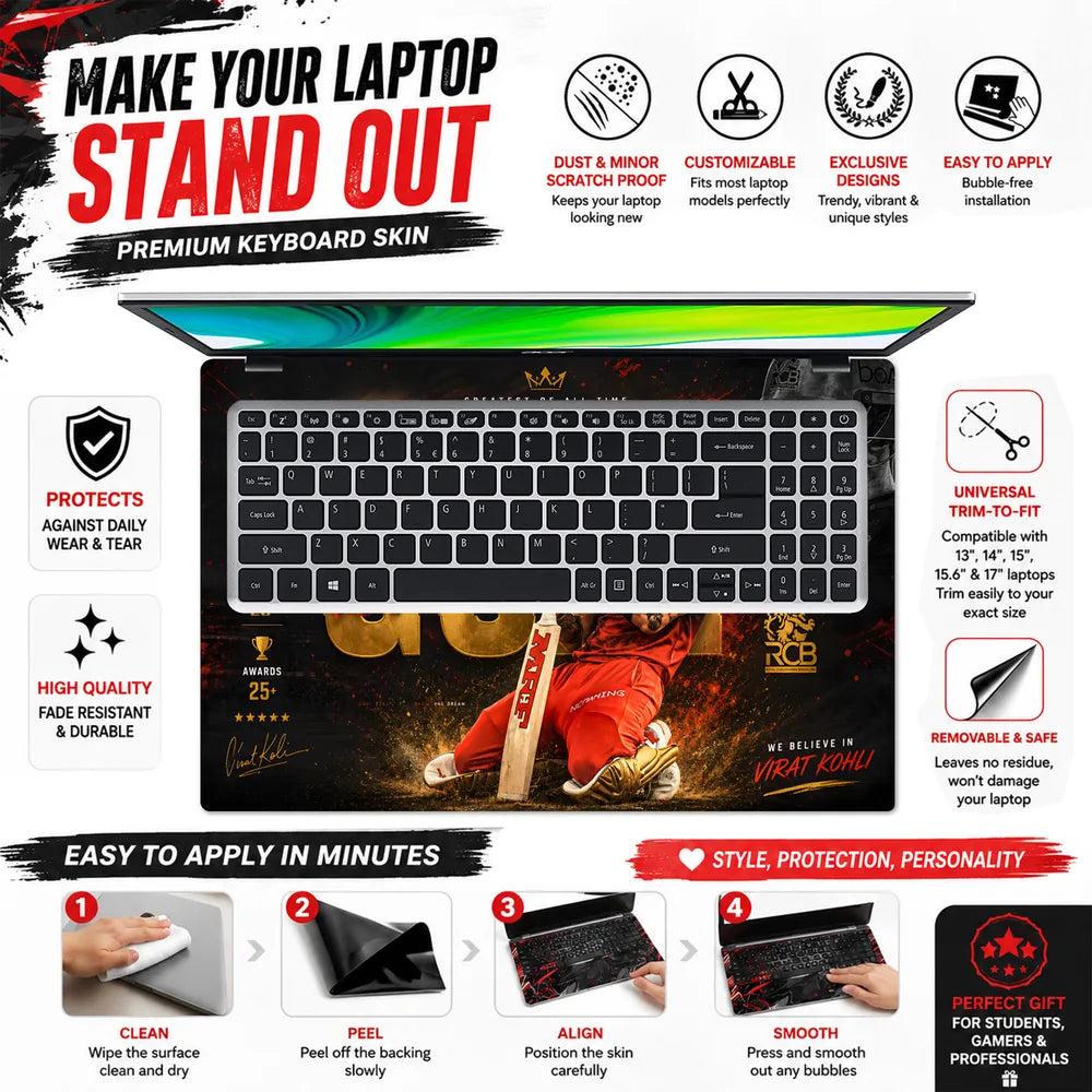 Kohli GOAT Gold RCB Laptop Skin - View 5