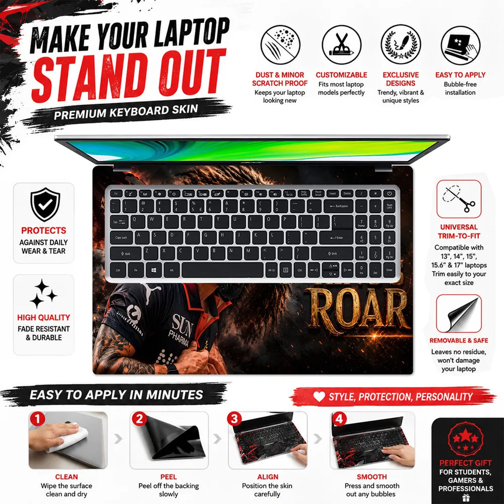 Kohli Kings Roar Lion Laptop Skin - View 5