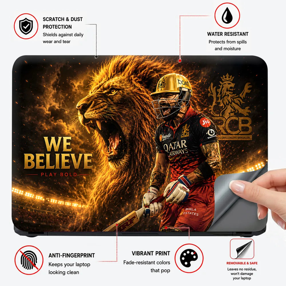 Kohli RCB We Believe Lion Laptop Skin - View 4