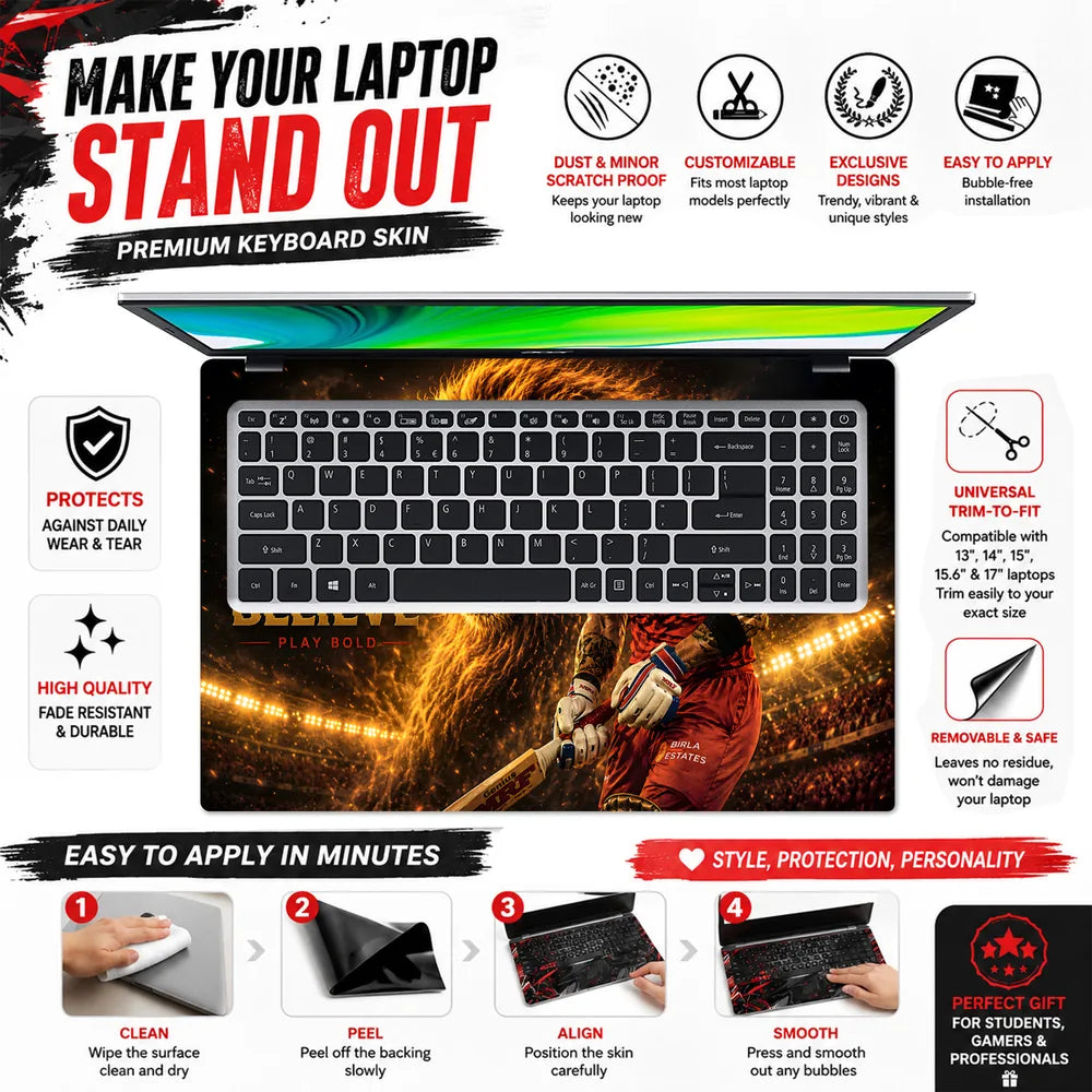 Kohli RCB We Believe Lion Laptop Skin - View 5