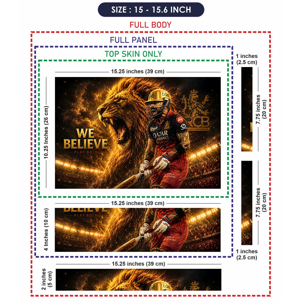 Kohli RCB We Believe Lion Laptop Skin - View 8