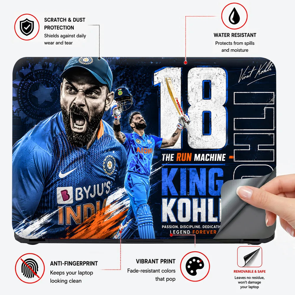 Kohli Run Machine Byjus Blue Laptop Skin - View 4