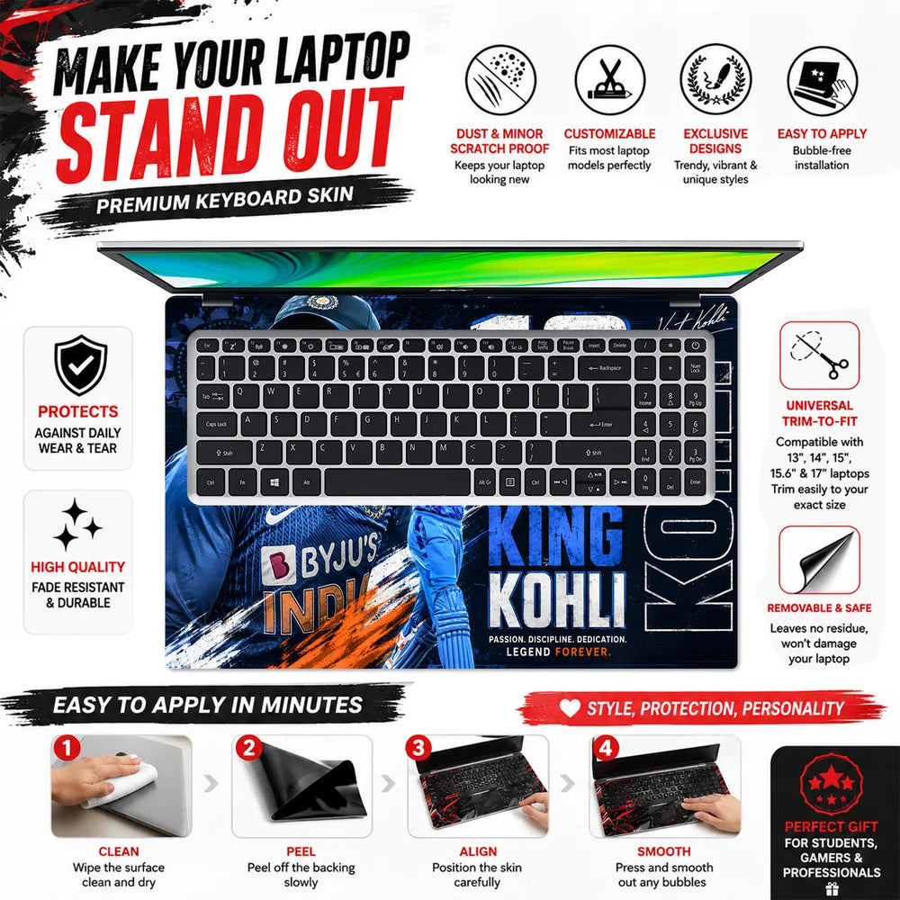 Kohli Run Machine Byjus Blue Laptop Skin - View 5