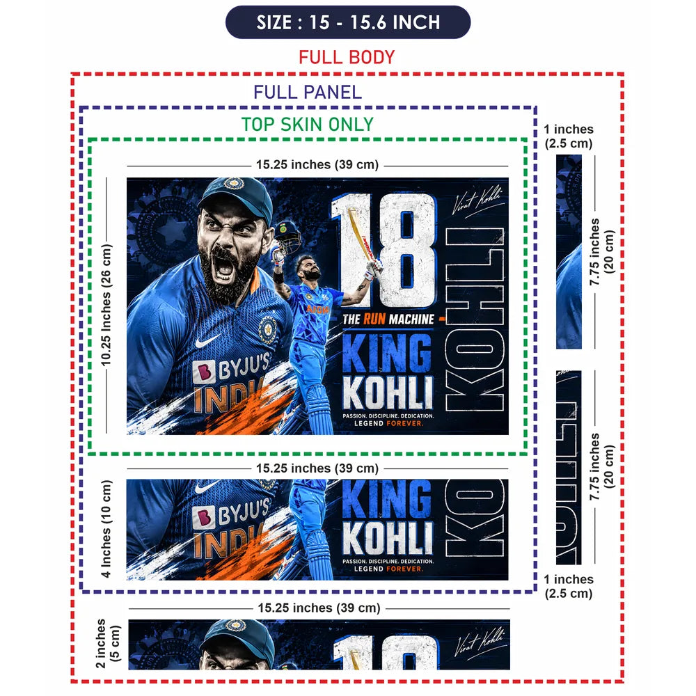 Kohli Run Machine Byjus Blue Laptop Skin - View 8