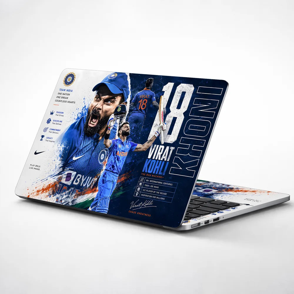 Kohli Run Machine Byjus White Laptop Skin - View 1