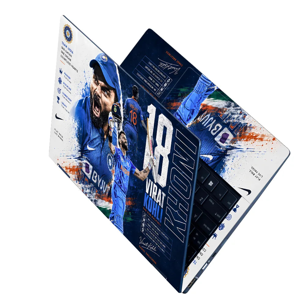 Kohli Run Machine Byjus White Laptop Skin - View 2