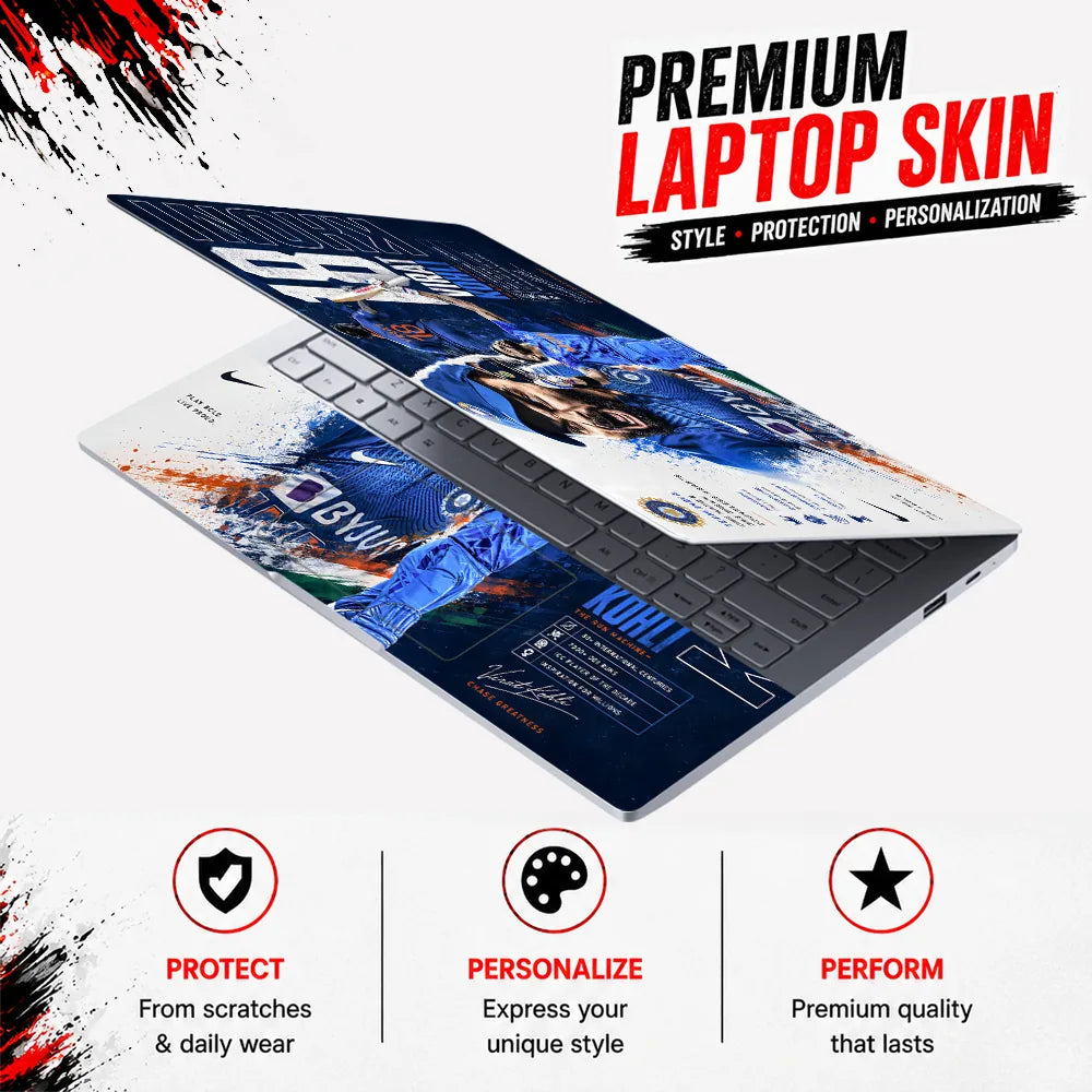 Kohli Run Machine Byjus White Laptop Skin - View 3