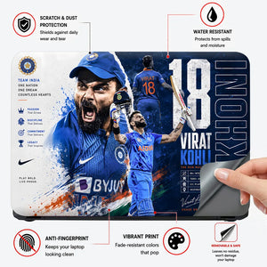 Kohli Run Machine Byjus White Laptop Skin - View 4