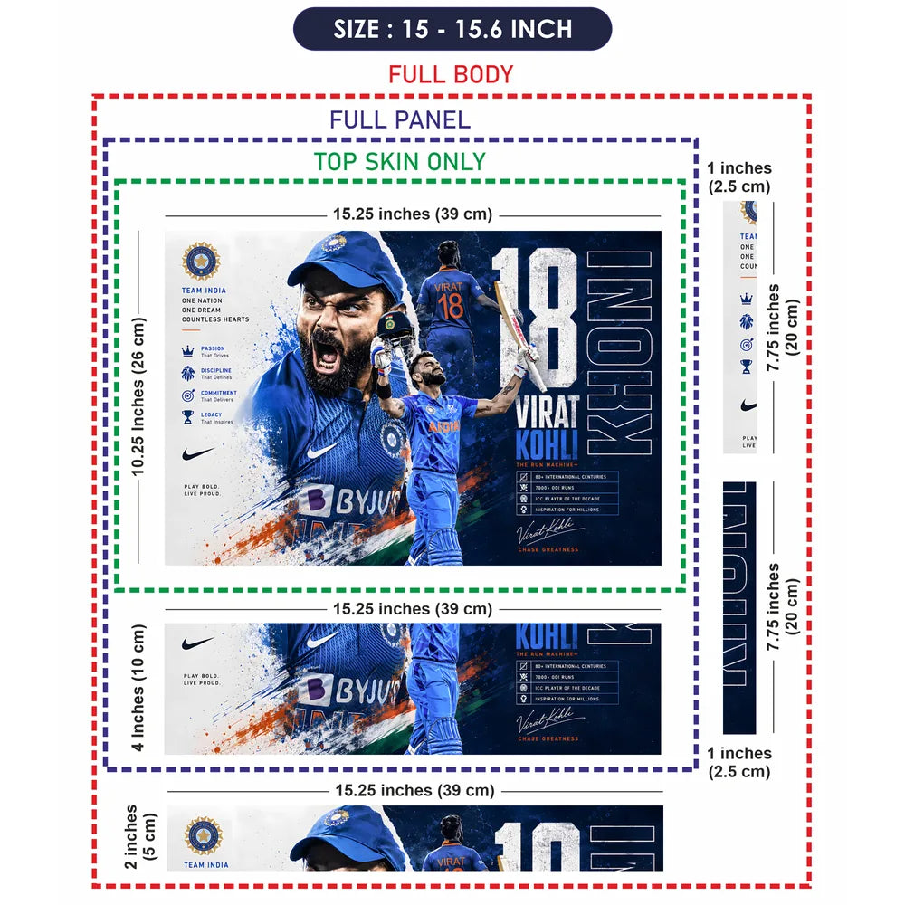 Kohli Run Machine Byjus White Laptop Skin - View 8