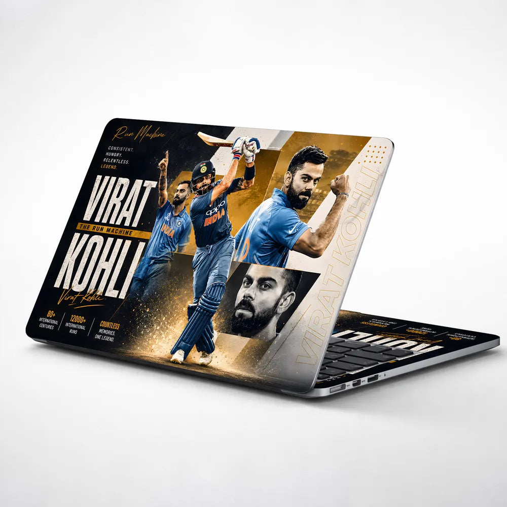 Kohli Run Machine Gold Splits Laptop Skin - View 1