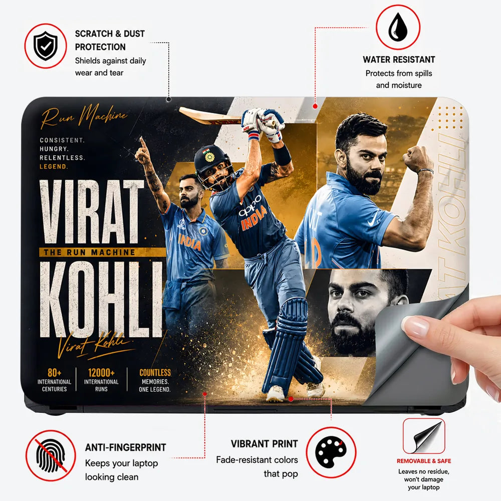 Kohli Run Machine Gold Splits Laptop Skin - View 4