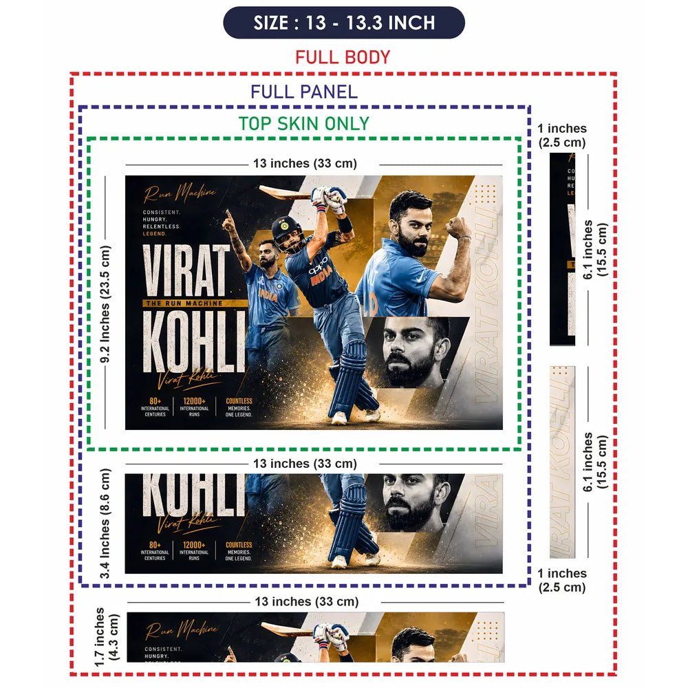 Kohli Run Machine Gold Splits Laptop Skin - View 6