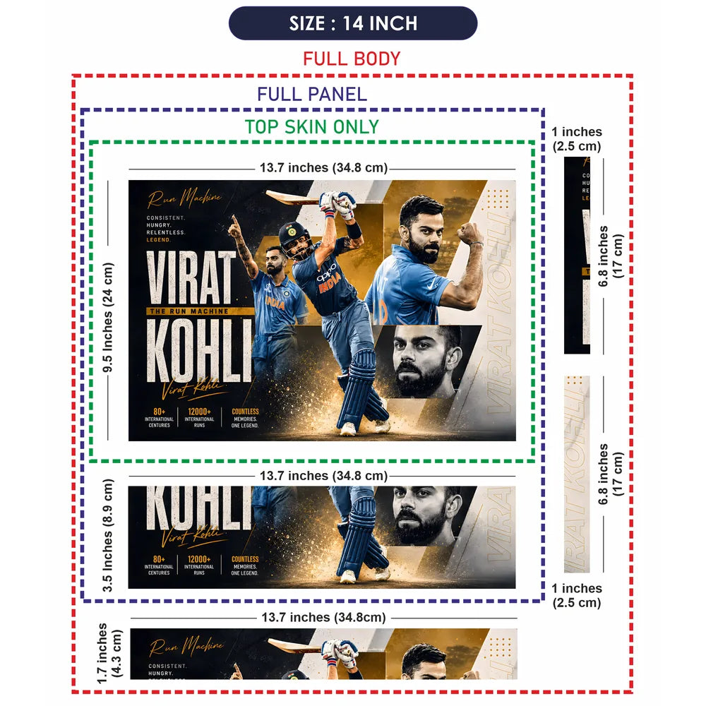 Kohli Run Machine Gold Splits Laptop Skin - View 7