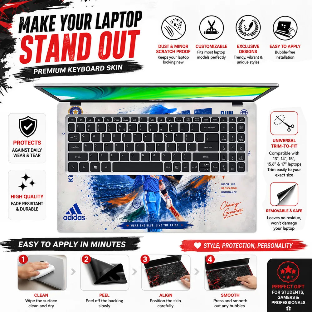 Kohli What King 18 Adidas Laptop Skin - View 5