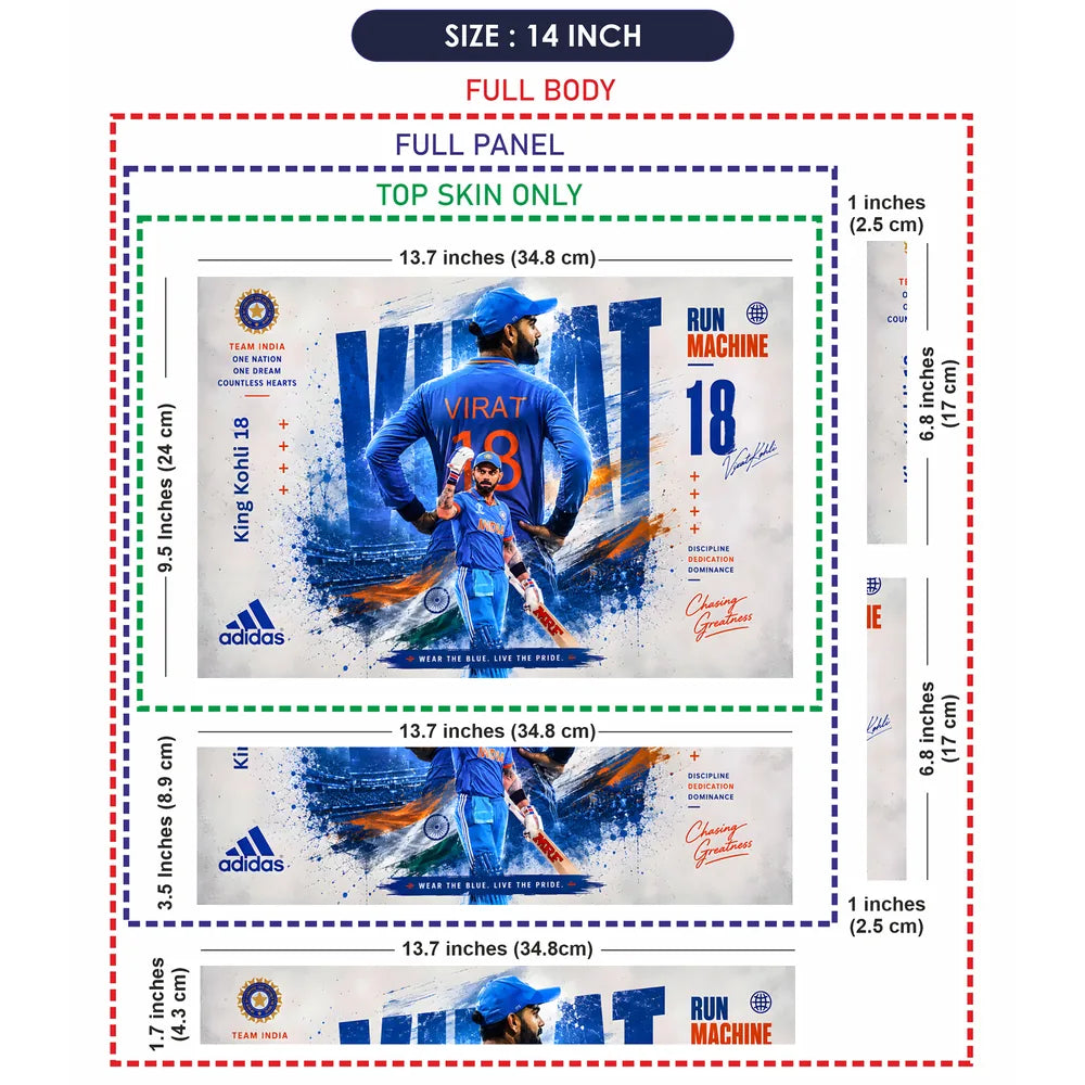 Kohli What King 18 Adidas Laptop Skin - View 7