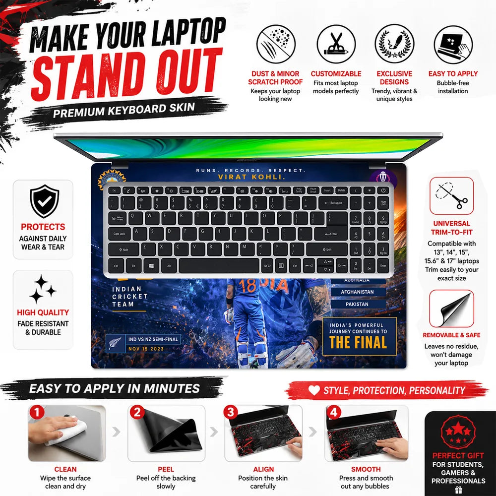 Kohli World Cup Semi Final 2023 Laptop Skin - View 5