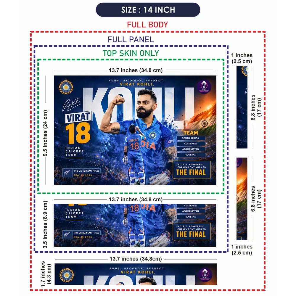 Kohli World Cup Semi Final 2023 Laptop Skin - View 7