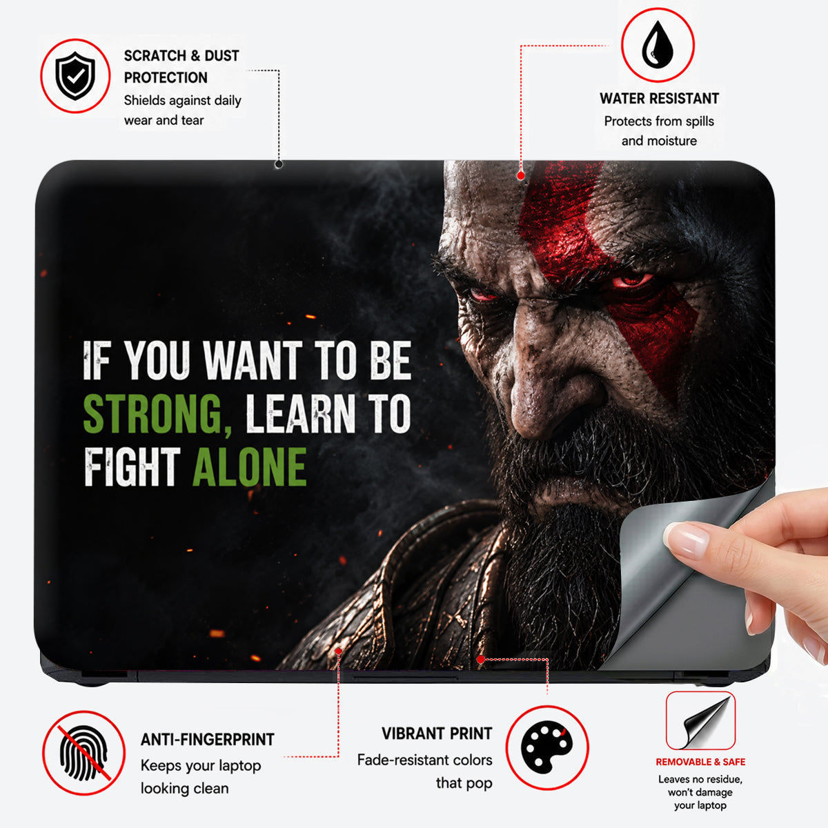Kratos Be Strong Laptop Skin - View 4