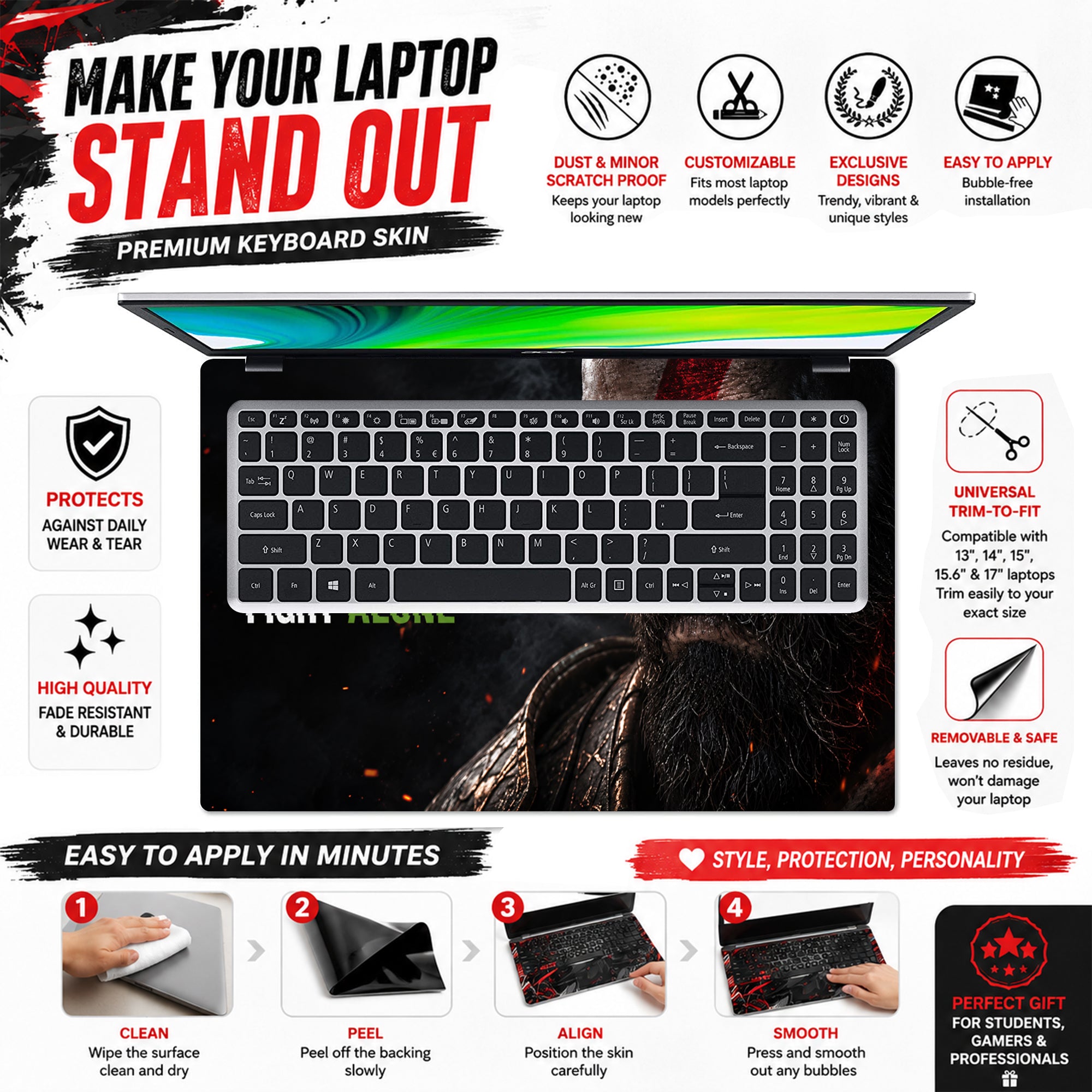 Kratos Be Strong Laptop Skin - View 5