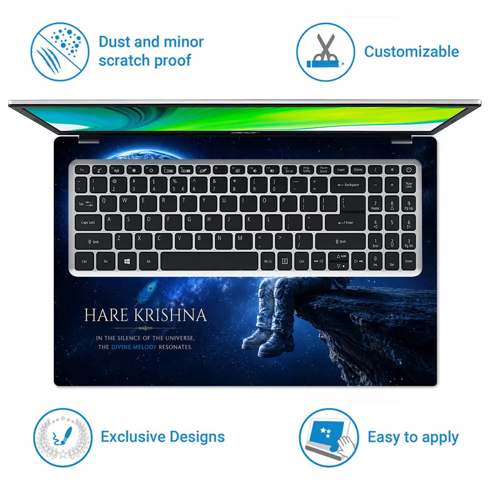 Krishna Astronaut Flute Laptop Skin - View 5