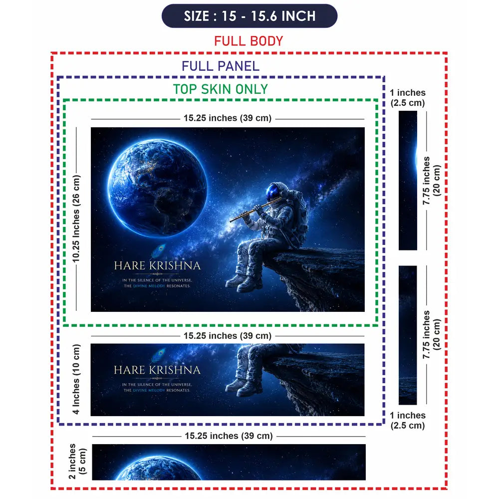 Krishna Astronaut Flute Laptop Skin - View 8
