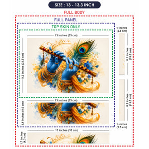 Krishna Blue Hands Playing Flute Watercolor Laptop Skin - View 6