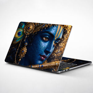 Krishna Blue Ornate Close Laptop Skin - View 1