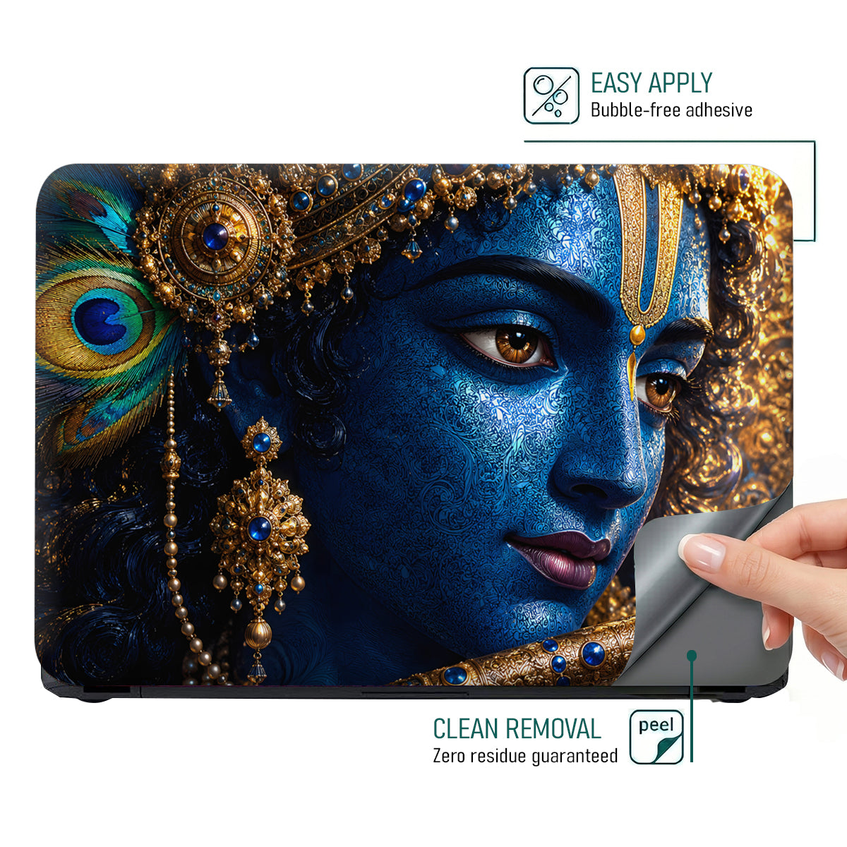 Krishna Blue Ornate Close Laptop Skin - View 4