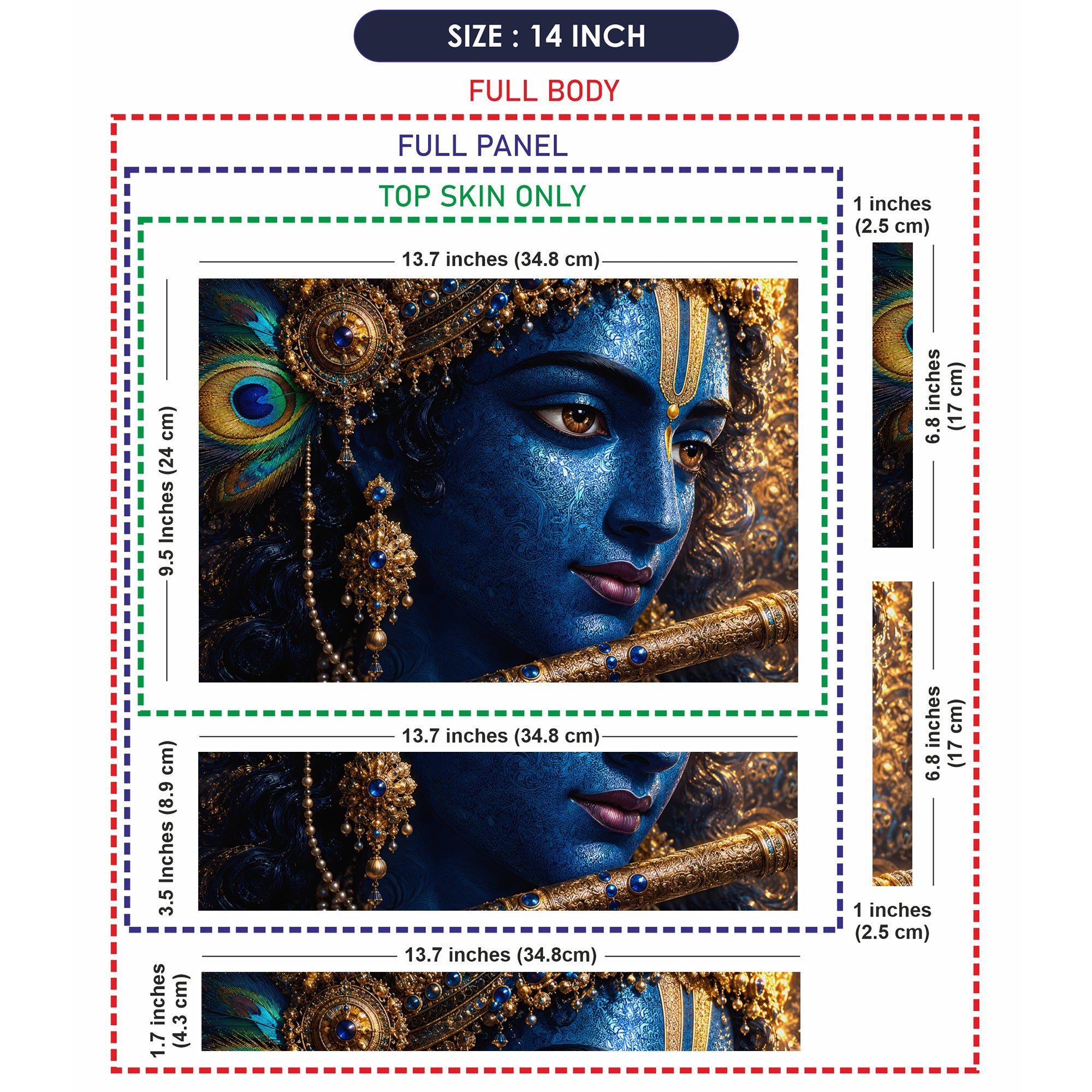 Krishna Blue Ornate Close Laptop Skin - View 7