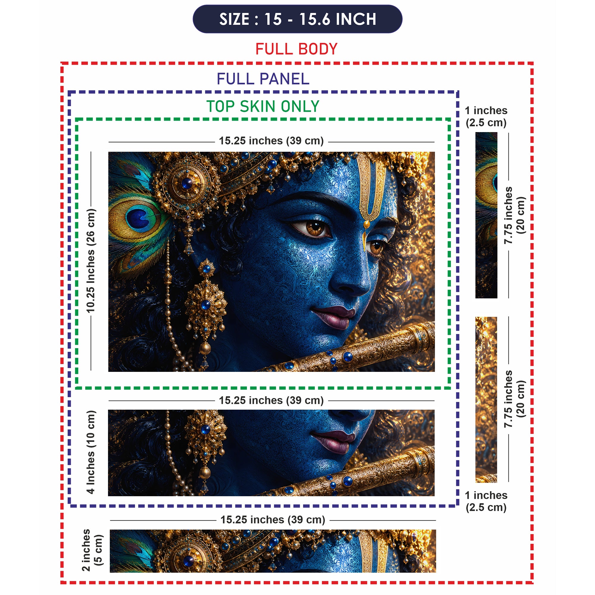 Krishna Blue Ornate Close Laptop Skin - View 8
