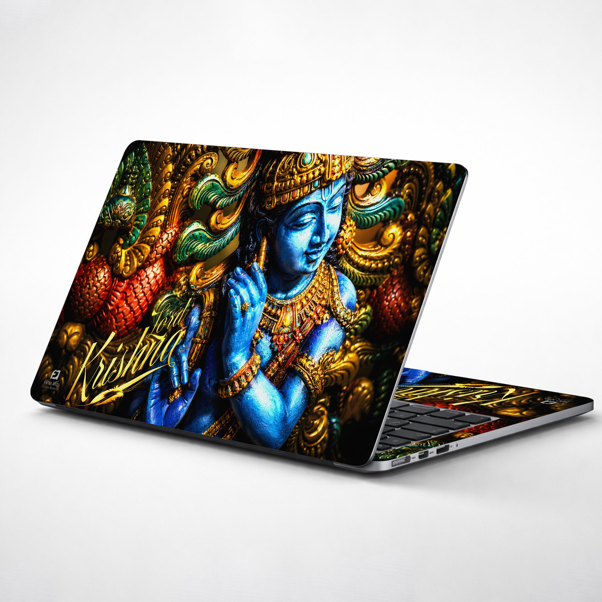 Krishna Blue Statue Ornate Side Laptop Skin - View 1