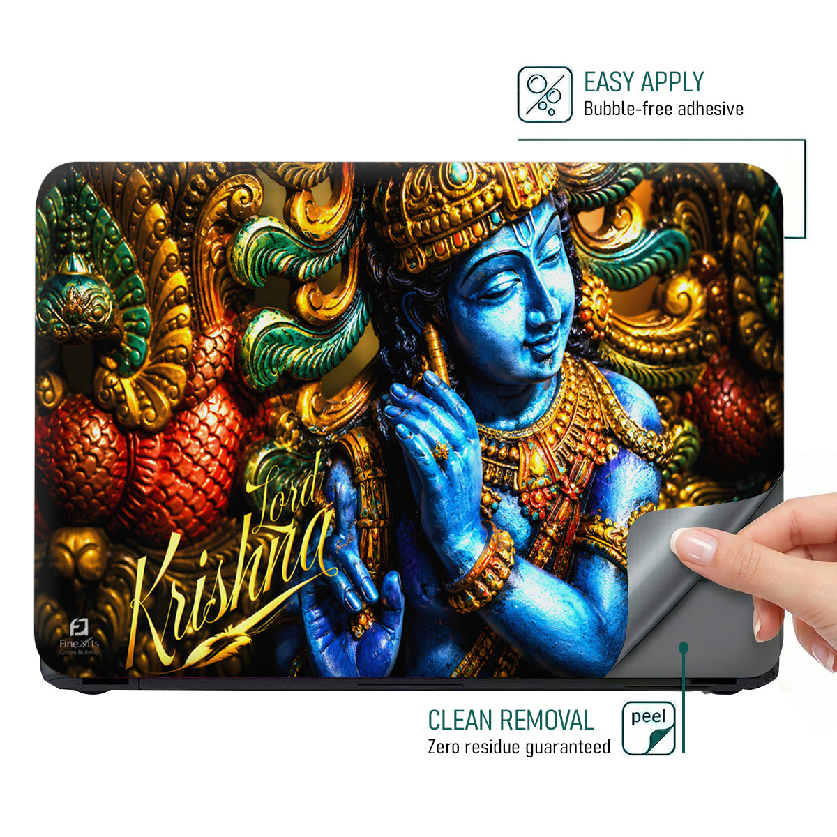 Krishna Blue Statue Ornate Side Laptop Skin - View 4