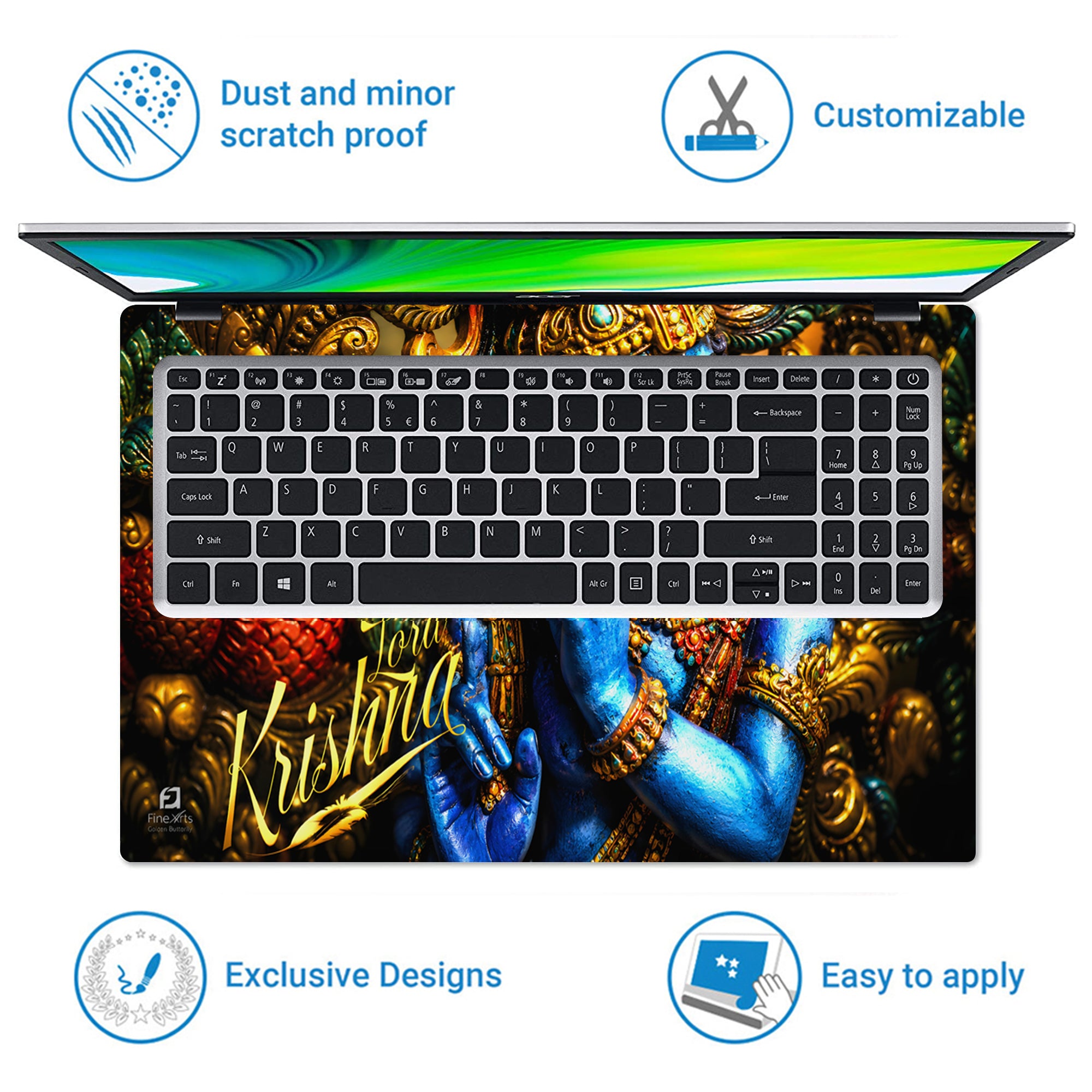 Krishna Blue Statue Ornate Side Laptop Skin - View 5