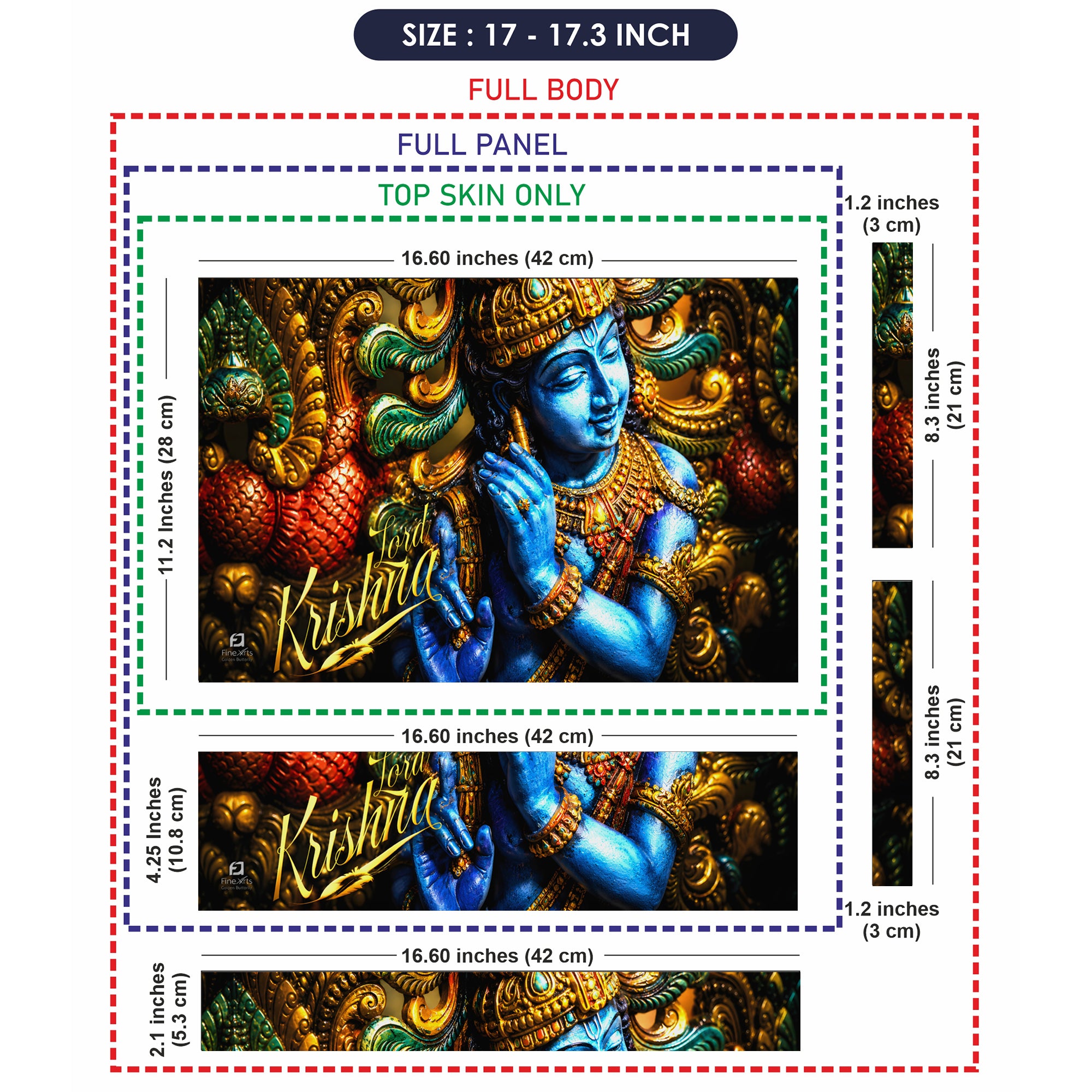 Krishna Blue Statue Ornate Side Laptop Skin - View 9