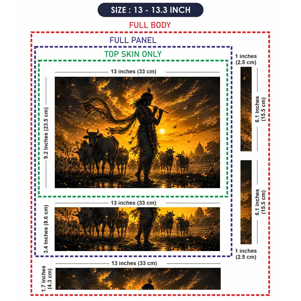 Krishna Cows Sunset Flute Laptop Skin - View 6