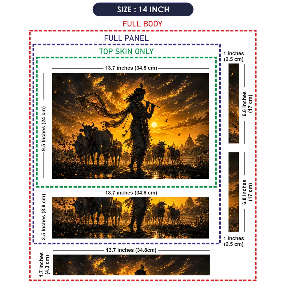 Krishna Cows Sunset Flute Laptop Skin - View 7