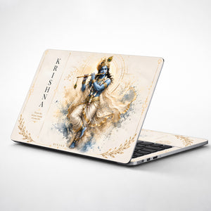 Krishna Dancing Flute Divine Timing Quote Laptop Skin - View 1