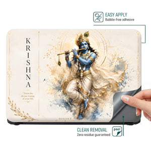 Krishna Dancing Flute Divine Timing Quote Laptop Skin - View 4