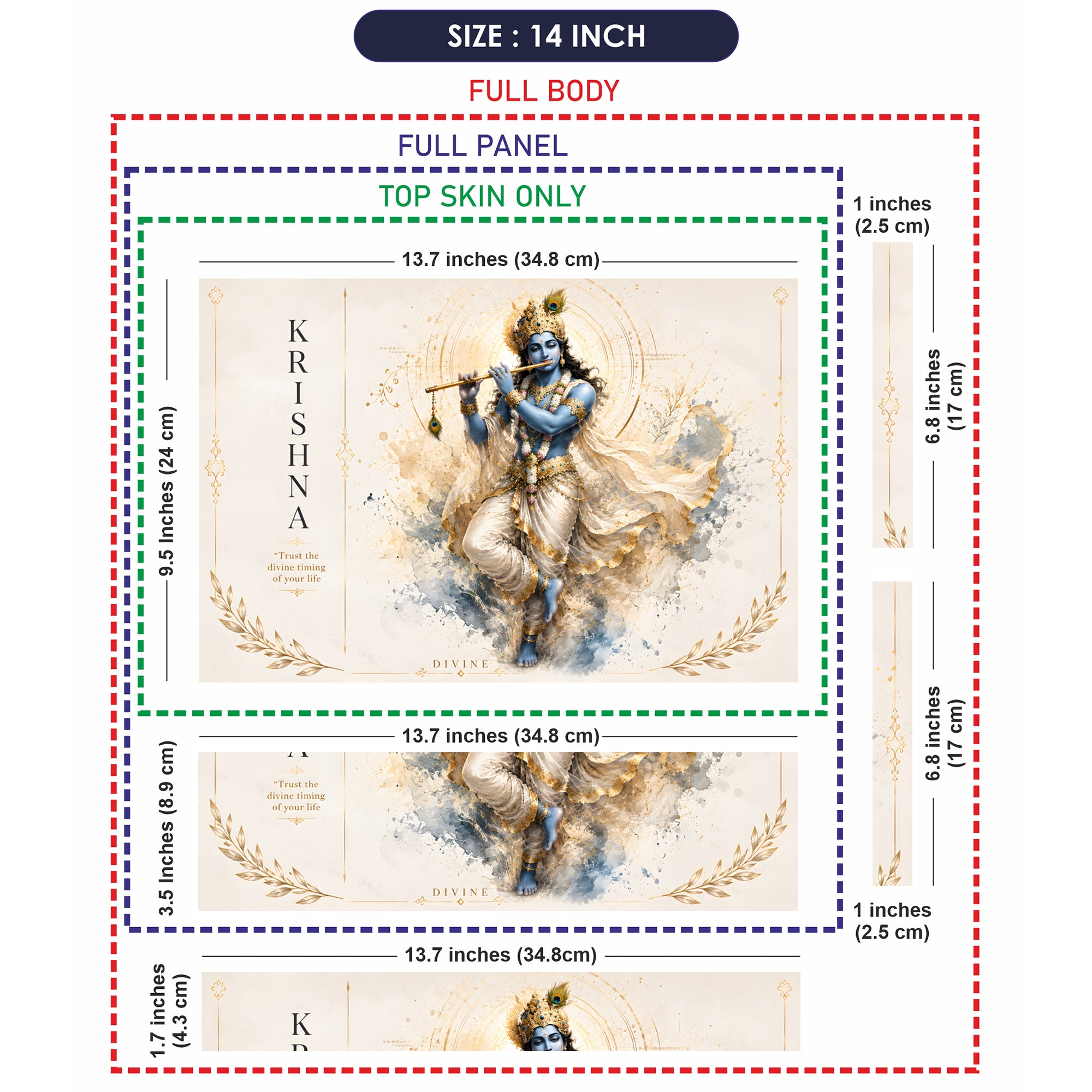 Krishna Dancing Flute Divine Timing Quote Laptop Skin - View 7