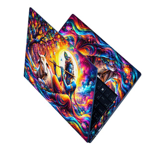 Krishna Flute Cow Color Swirl Laptop Skin - View 2