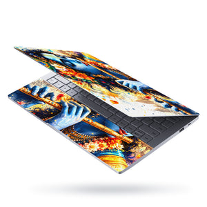Krishna Flute Flowers Temple Laptop Skin - View 3