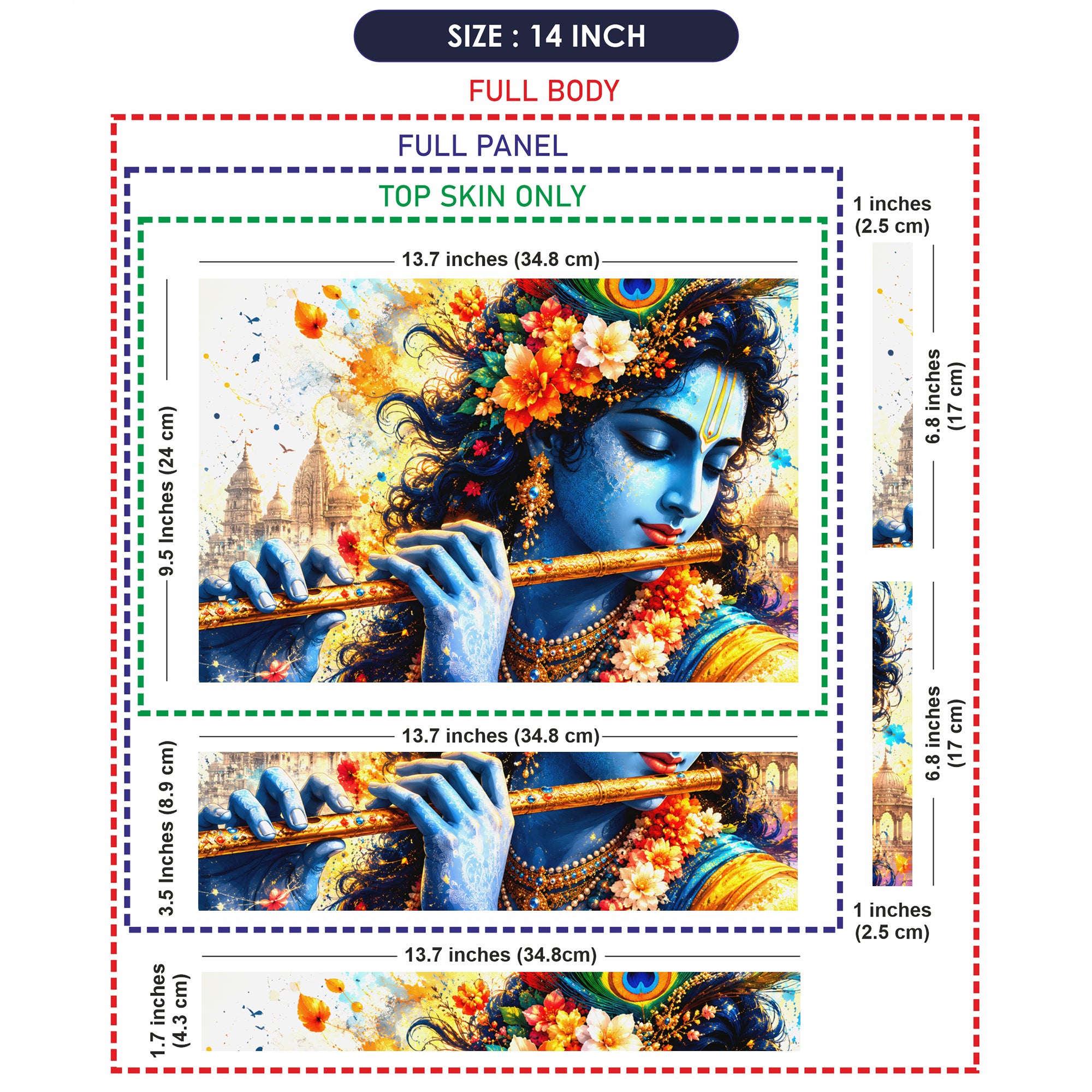 Krishna Flute Flowers Temple Laptop Skin - View 7