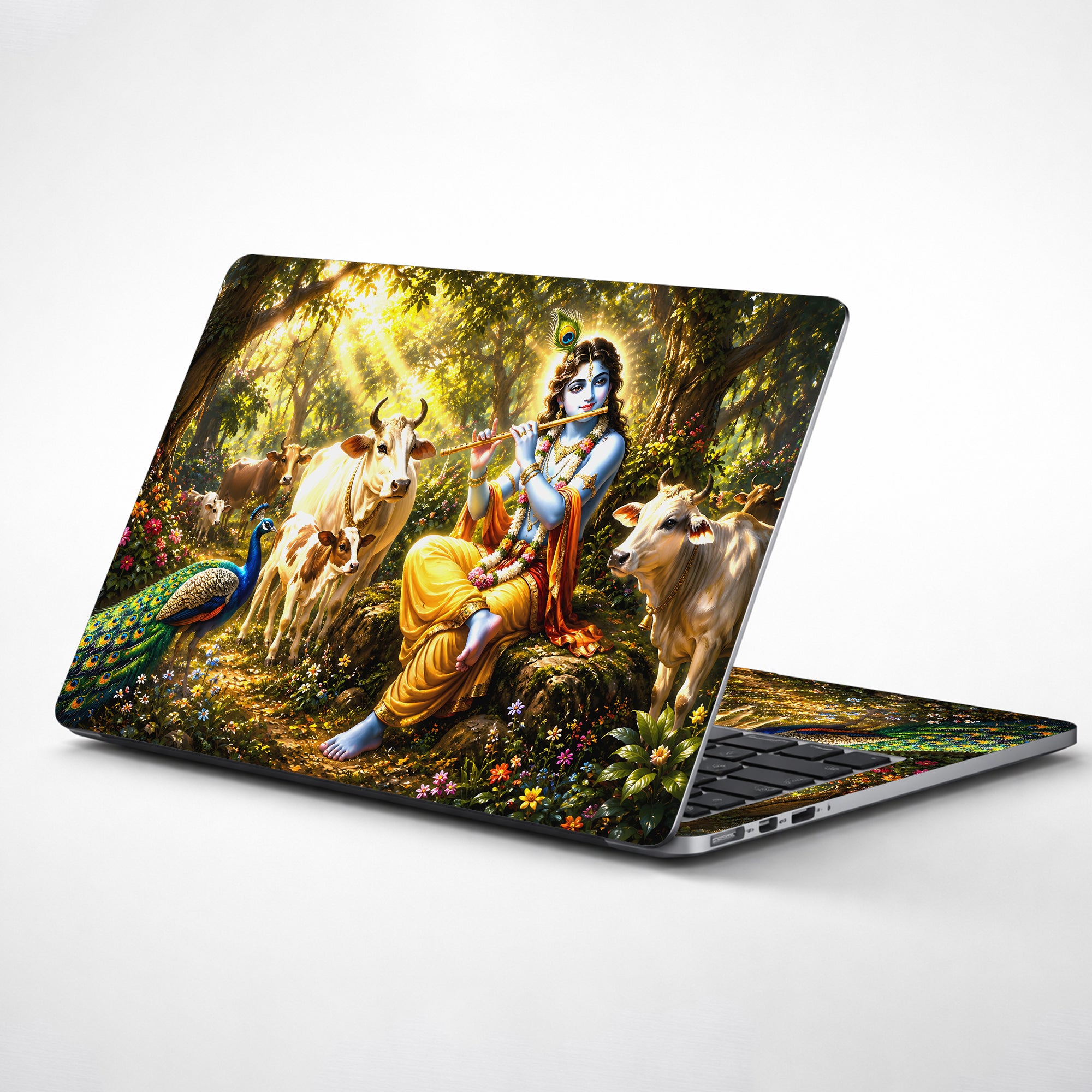 Krishna Flute Forest Cows Laptop Skin - View 1