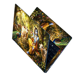 Krishna Flute Forest Cows Laptop Skin - View 2