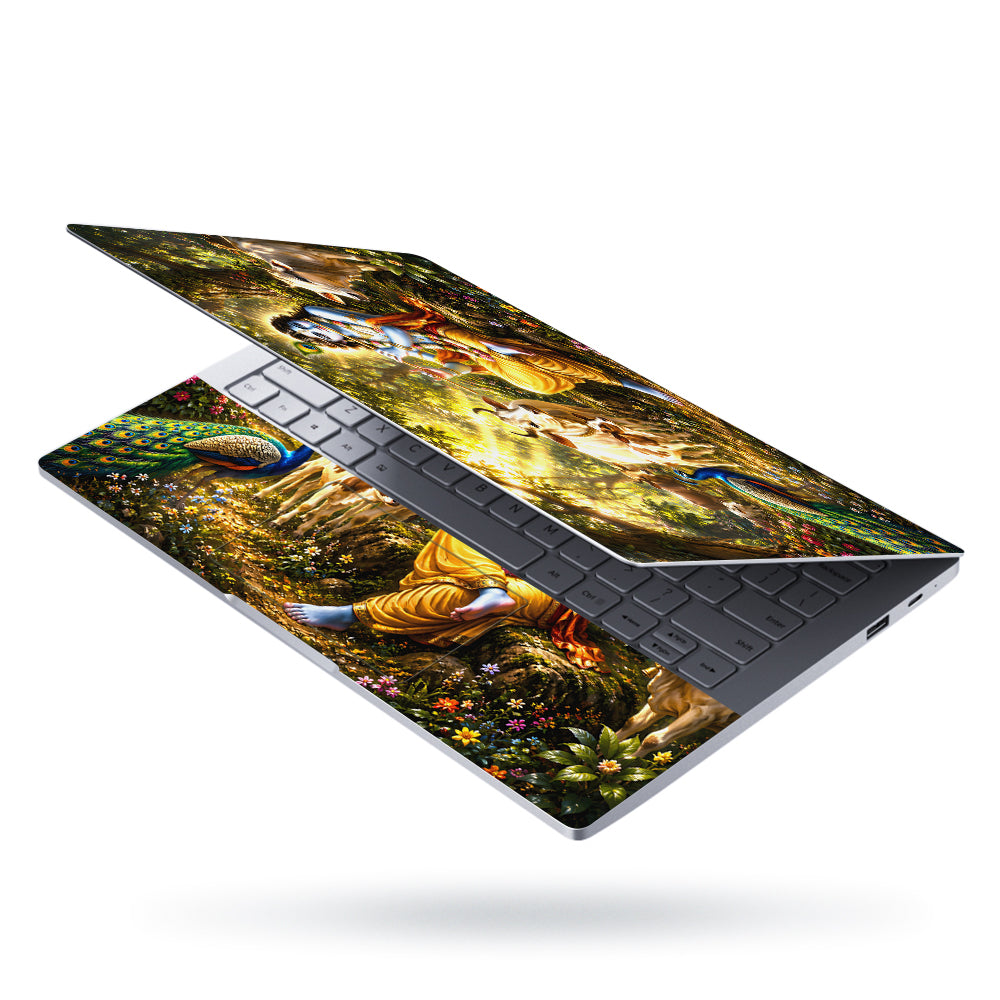 Krishna Flute Forest Cows Laptop Skin - View 3