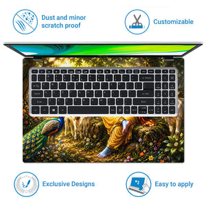 Krishna Flute Forest Cows Laptop Skin - View 5